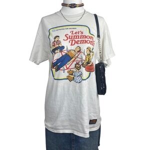 Y2K Goth Retro Graphic Tee Womens Medium Lets Summon‎ Demons